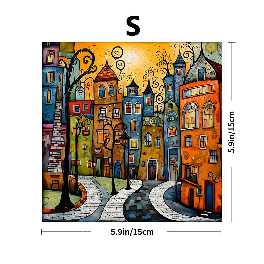 Unique Cartoon City Wooden Puzzle - Creative Irregular Shape Christmas, Birthday, and Holiday Perfect Gift Suitable for Friends
