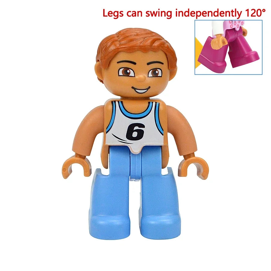 Figures Dolls Big Size Building Blocks Family Action Workers Doctor Police Farmer Compatible Large Bricks Duploes Kid Toys