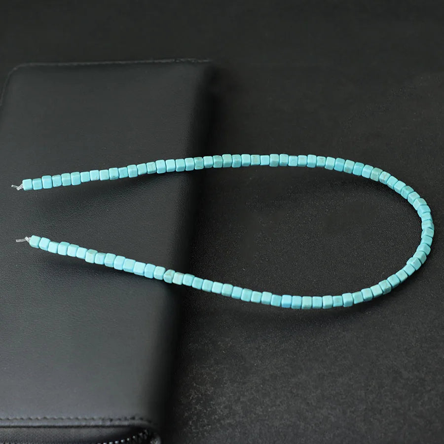 Noter 4/6/8/10mm Real Howlite Stone Beaded For Jewelry Making Square Shape Blue Color Loose Bead DIY Bracelet Necklace Wholesale