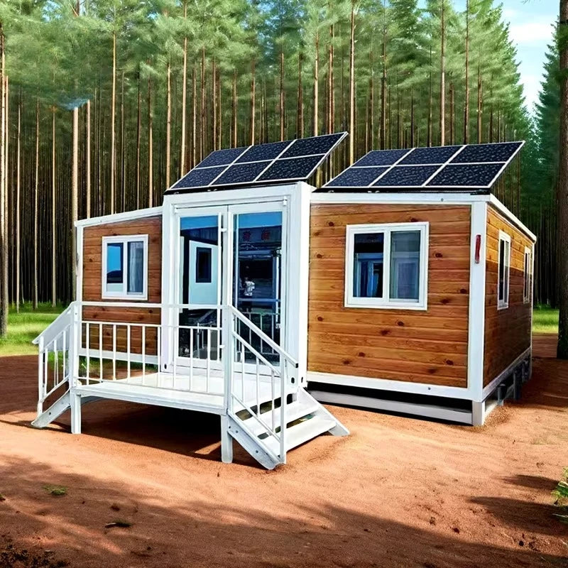 20ft/20ft Expandable Tiny House on Wheels Trailer Slide Outs Ready to Ship Home 2 Bedroom Prefabricated Mobile