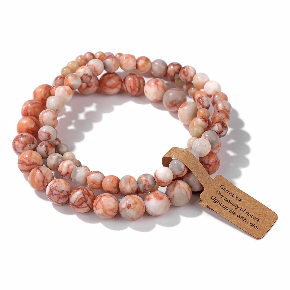 3 Pcs/set Healing Crystal Bracelets for Women 4 6 8mm Natural Stone Beaded Stretch Bracelet Amethyst Indian Agates Jewelry Gifts