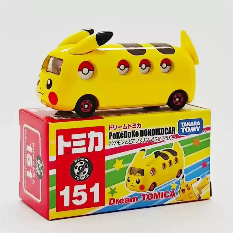 Takara Tomy Tomica Genuine Pokemon Pikachu No.151 Diecast Metal Car Pokedoko Dokoikocar Bus Model Toys Gifts For Child Girls Boy
