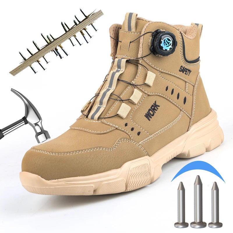 Steel Toe Safety Shoes Men Anti-puncture Work Boots Non-slip Wear Resistant Industrial Protective Labor Shoes Breathable Safety