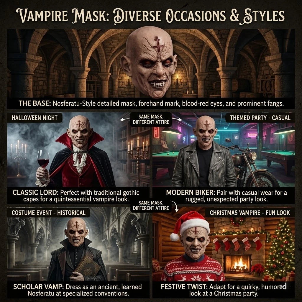 Realistic Full Head Duke Vampire Mask Scary Zombie Demon Design Cross Halloween Horror Party Haunted House Cosplay Accessory