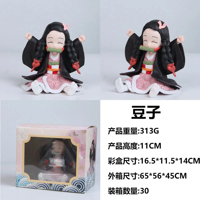 11cm Anime Demon Slayer Kamado Nezuko Figures Sitting Posture Model Toy Desktop Ornament Display Collectible Periphery Fun Gifts