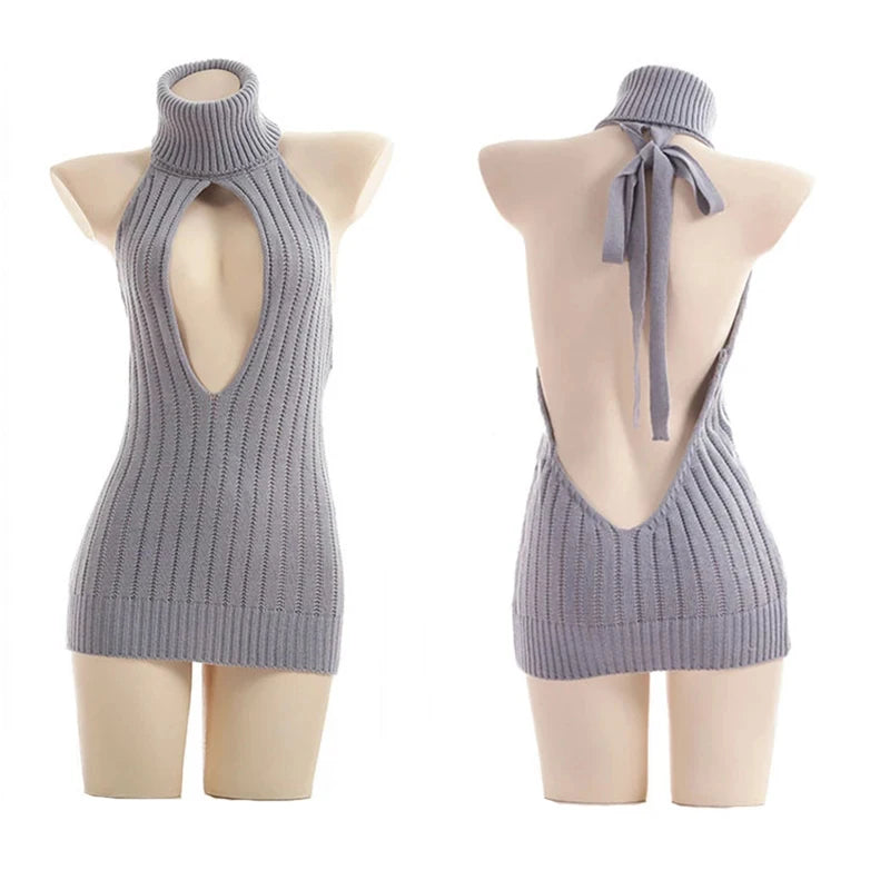 Sexy Lingerie Women's Open Japanese Transparent Breast Uniform Play Sexy Open Chest Backless Free Teasing Sweater Passion Dress