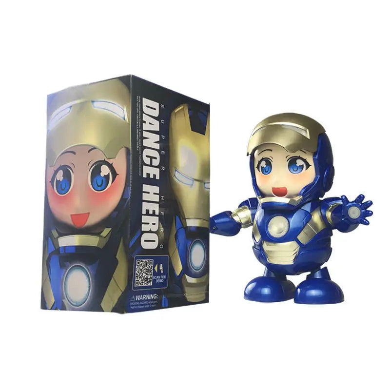 Marvel Iron Man LED Light Action Figure - Singing Dance Spiderman Robot Model Avengers Super Hero Doll for Kids Christmas Gift