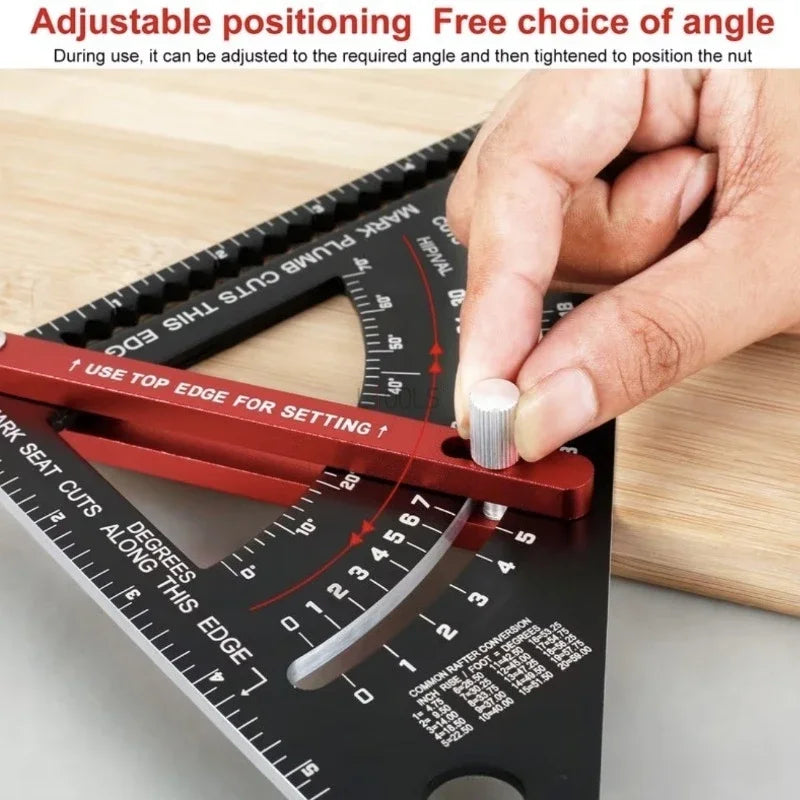 Adjustable Triangle Ruler Aluminum Alloy Angle Marking Ruler Woodworking Multifunction Gauge Woodworking Measuring Tool