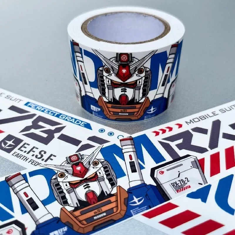 Residue-Free Gundam RX78 Waterproof Sticker & Decorative Tape for Desktops, Figurine Shelves, Bicycles, and Aquariums