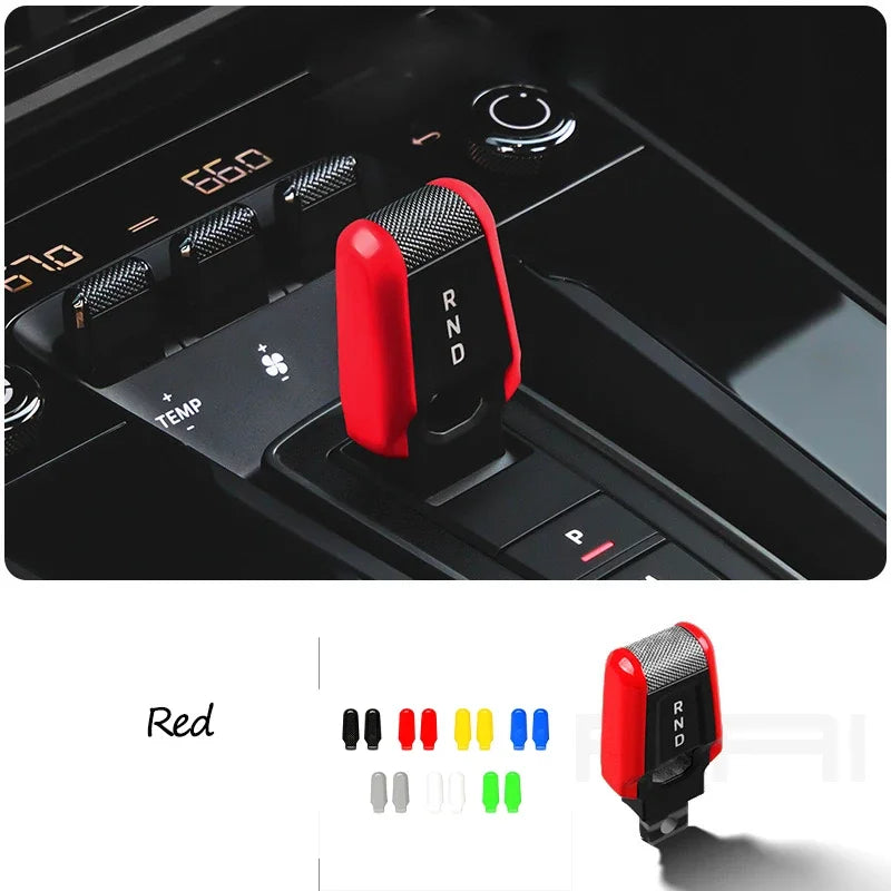 Car Carbon Fiber Gear Carmine Red Shift Lever Knob Trim Cover for Porsche 911 992 2020-2025 Replacement Modified Accessories