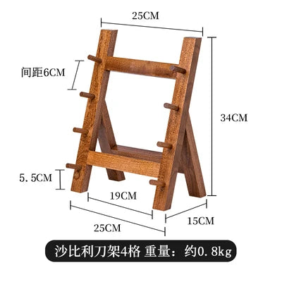 Japan Style Multi-Layer Salmon Knife Wood Holder Sushi Sashimi Knife Shelf Kitchen Storage Rack