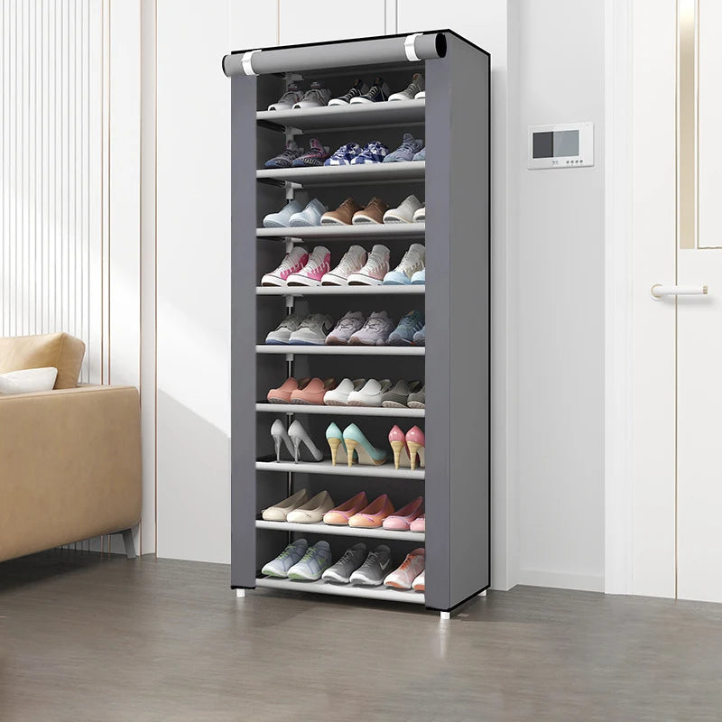 6-10 Tier Multi-Layer Shoe Cabinet with Dust-Proof Rolling Shutter Door, Easy to Assemble, Space-Saving Home Storage Cabinet, Suitable for Entryways, Hallways, Bedrooms, Living Rooms, Homes, Dormitories, Etc./Modern Decorativ