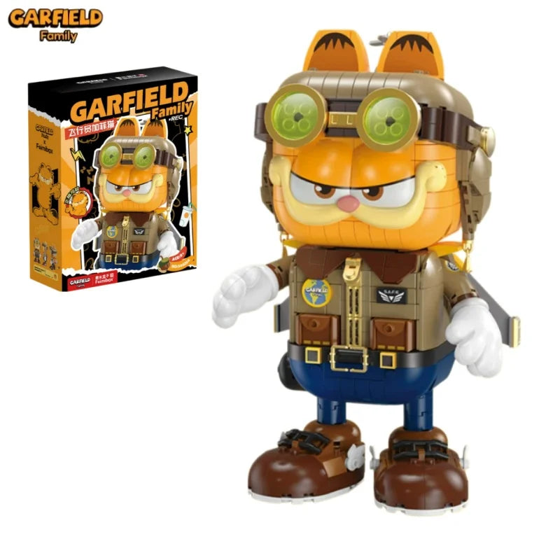 Garfield Building Block Statue of Liberty Children Cartoon Animation Assembly Toy Pharaoh Model Desktop Ornament Collection Gift