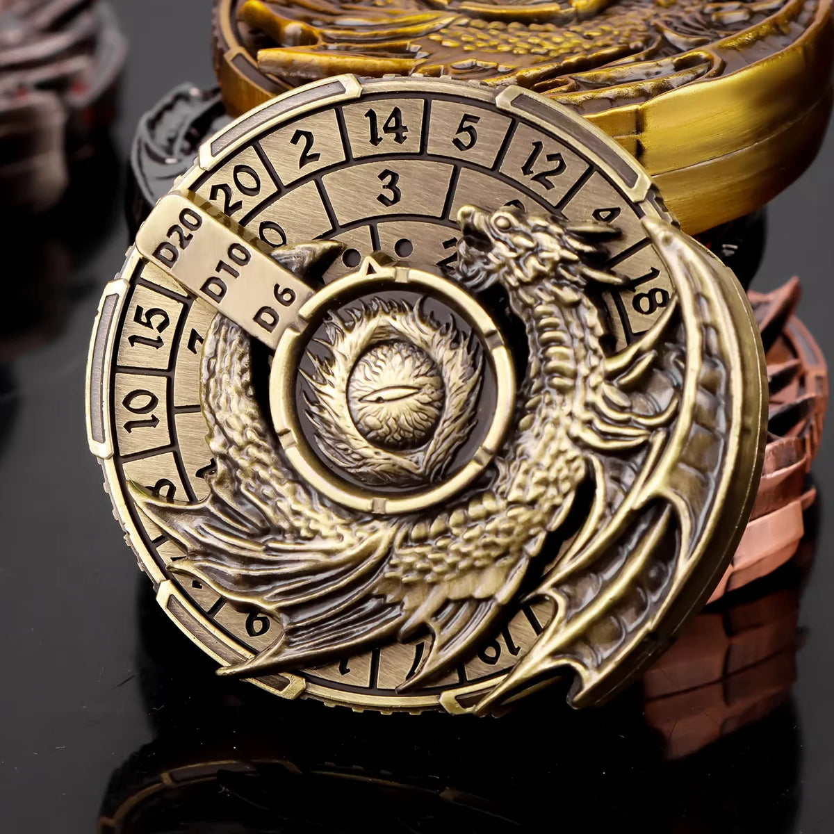 Unique 7 in 1 DND Dice Set with 3D Relief Metal Spinner Cube Cool Gift for RPG Tabletop Gamers D&D Dice For Dungeons And Dragons