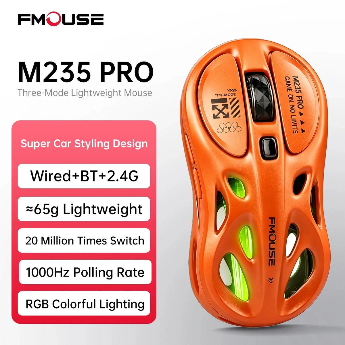 Bluetooth wireless mouse Rechargeable e-sports three-mode laptop office game RGB hollow lightweight For Tablets Laptop