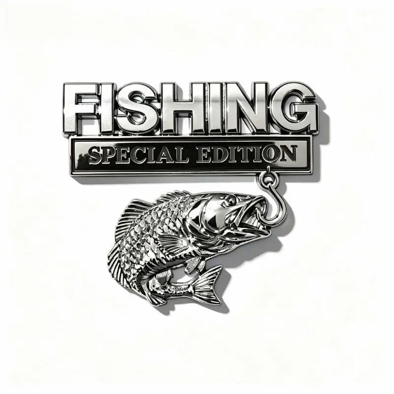 Fishing Car Sticker Metal Fishhook Badge Special Edition Waterproof Decal for Auto Truck SUV Fishing Enthusiasts