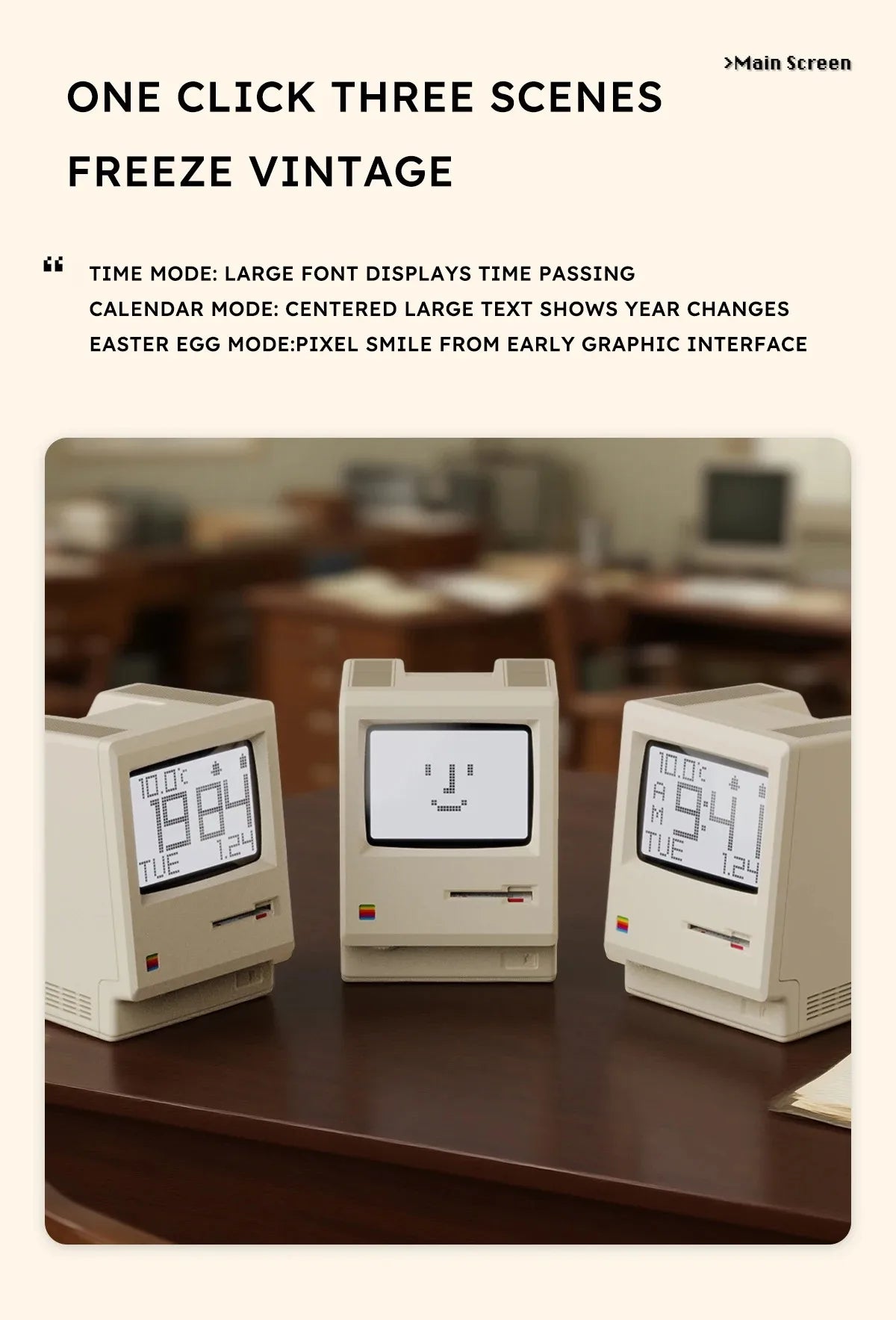 60 Hours Standby Retro Maclock Alarm Clock Student Specific Wake-Up Artifact Desktop Decor Electronic Display Creativity Clock