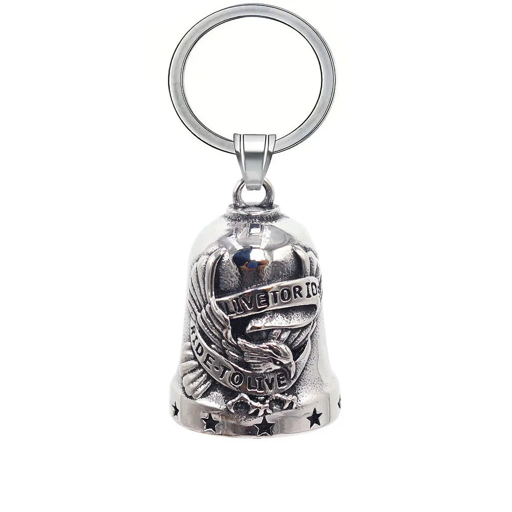 Fashion Eagle Letters Bell Pendant Key Chain Men's Motorcycle Riding Exorcist Accessories
