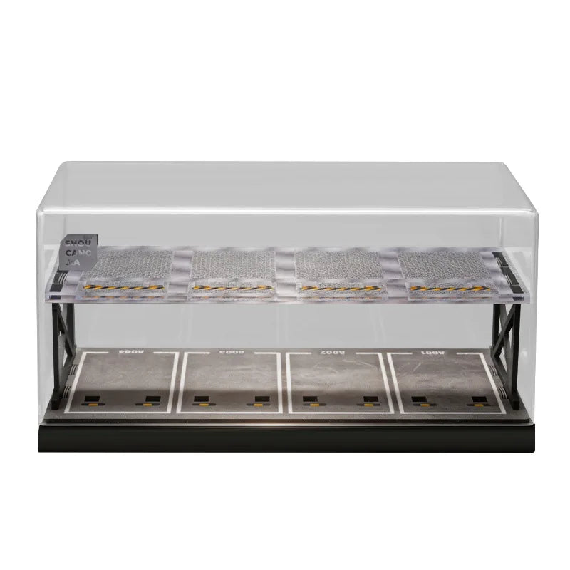 Miniature Scene 1/64 Scale Two-Story Garage Model Parking Lot Dust Cover Storage Boxes Display Case for Car Model