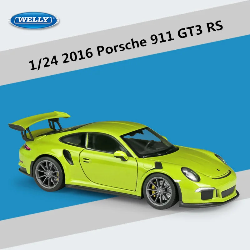 WELLY 1:24 Porsche 911 GT3 RS Alloy Sports Car Model Diecast Metal Racing Car Vehicles Model Simulation Collection Kids Toy Gift