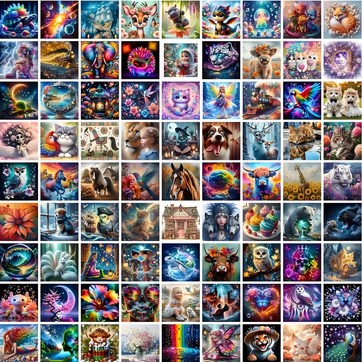 10pcs/20pcs/30pcs Diamond Painting Kit, Random style/Random pattern Cartoon Animal Floral Human Patterns, 20x20cm Full Drill Art
