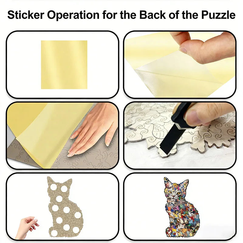 Unique Cat Shape Jigsaw Puzzle & DIY Wooden Savings Bank 2-in-1 Set - Creative Animal Puzzle Craft Kit for Adults Kids, Decorati