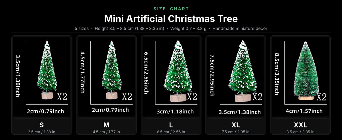 Mini Artificial Pine Christmas Tree 3.5-8.5 CM Tabletop Display Xmas Holiday Home Party Holiday Ornament Favor Table Decoration