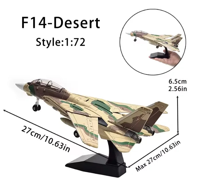 Tomcat Desert Camo Fighter Jet Building Block Model Hobby Collectible Display Toy Gift for Boys