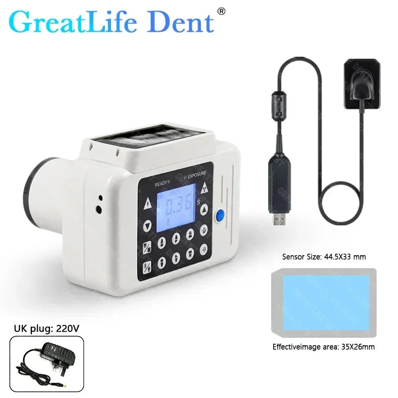 Mexico ES UK In Stock GreatLife Portable Dental X-ray Machine Veterinary Pet X Ray Unit with Built-in Dental Sensor Digital Rvg