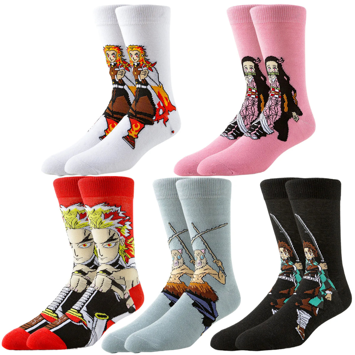 5Pairs BANDAI Unisex Novelty Funny Casual Crew Socks Cartoon Anime Hip Hop Street Fashion for Men Women