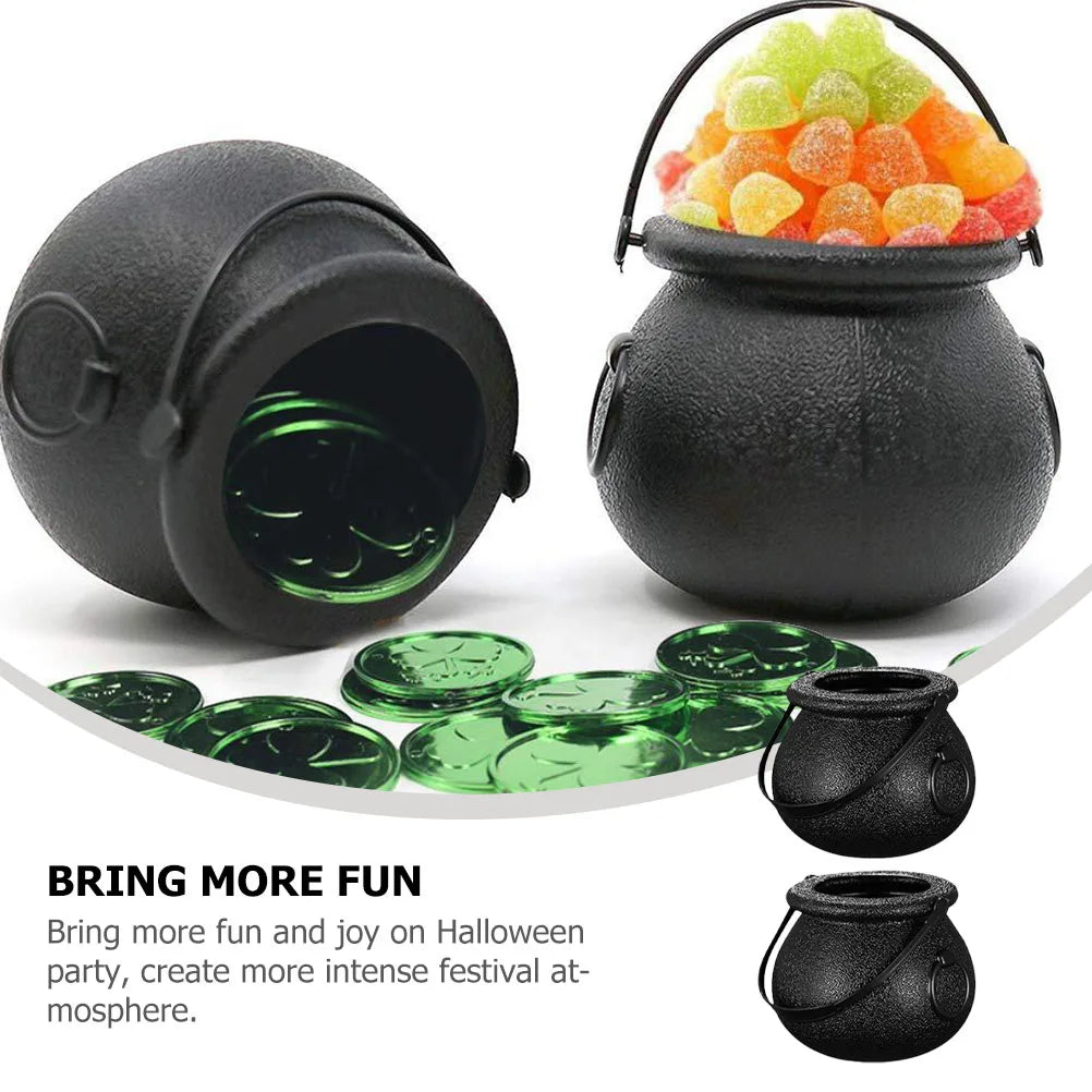 12pcs Candy Jars Kettle Halloween Decoration Candy Cauldron Black Witch Cauldron Halloween Witch Candy Kettles 2023 Halloween