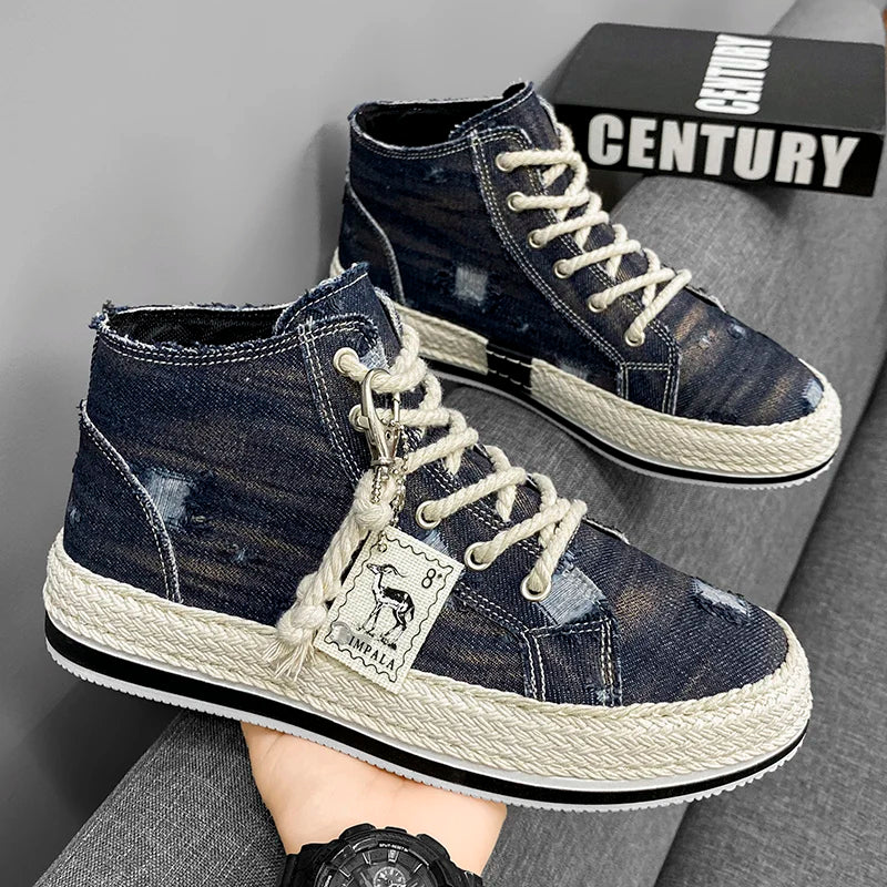 Men's Lightweight High-Top Canvas Sneakers Outdoor Casual Sports Shoes for Men