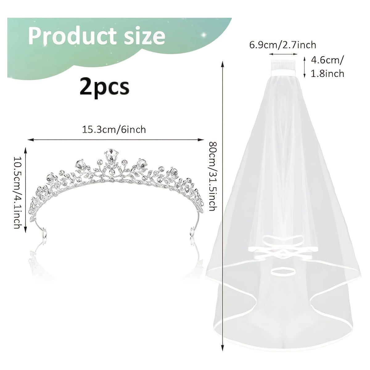 2-piece Women's Bridal & Bridesmaid Headpiece Veil Accessory Set for Weddings