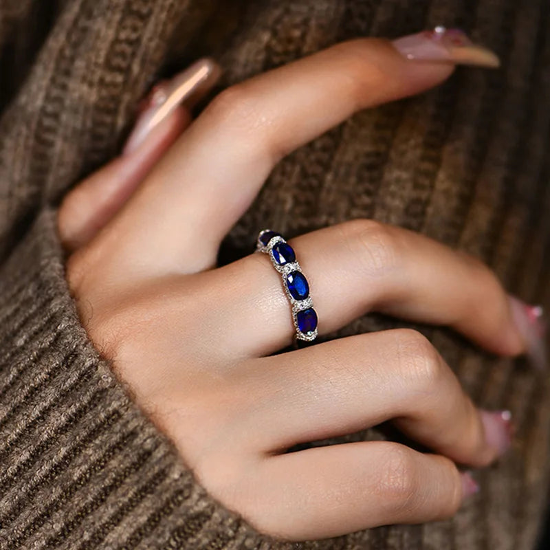 CHARMING Sapphire Sparkling Ring Oval Cut Design 925 Sterling Silver for Women Men Wedding Elegant Party Jewelry Gifts Hot Sale