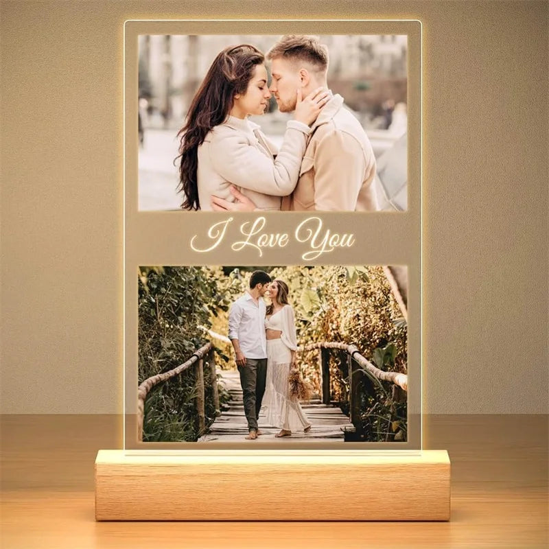 Custom Picture Frame with Photo Personalized Photo Frame with Night Light Customizable Photo Frames Christmas Birthday Gifts