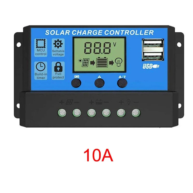 Solar Charge solar panel Controller 10A to 60A LCD Display Dual USB Auto Regulator for Solar Panel Battery System Charging