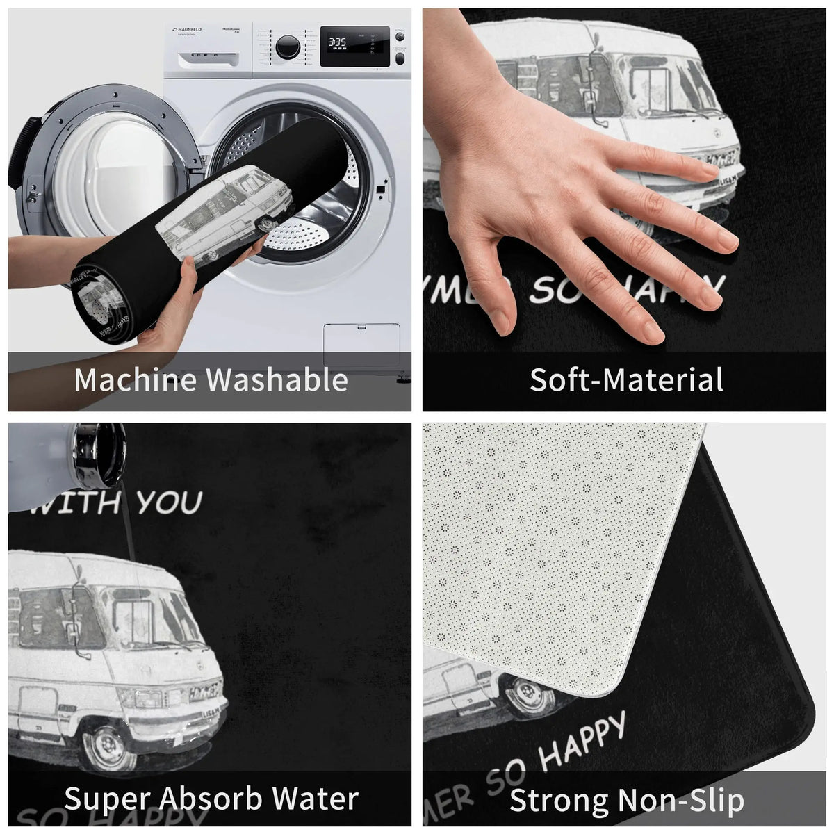when I'm with you Hymer so happy Non-slip Doormat Floor Mat Absorbent Mat Carpet Rug Kitchen Entrance Home Bathroom Footpad Mats