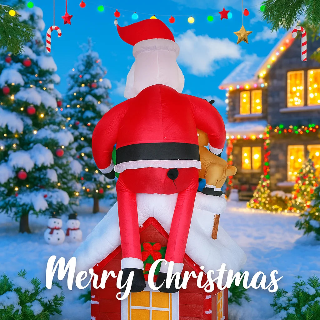 9.5FT Inflatable Christmas Santa Claus Decoration Reindeer Gift LED Home Ornament Christmas Gifts Supplies Toy Xmas Yard Decor
