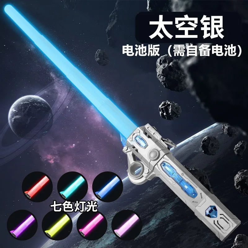 Children's Boy Laser Sword Planet Telescopic Light-Up Sword Two-In-One Multicolor Flashing Fluorescent Stick Toy Gift