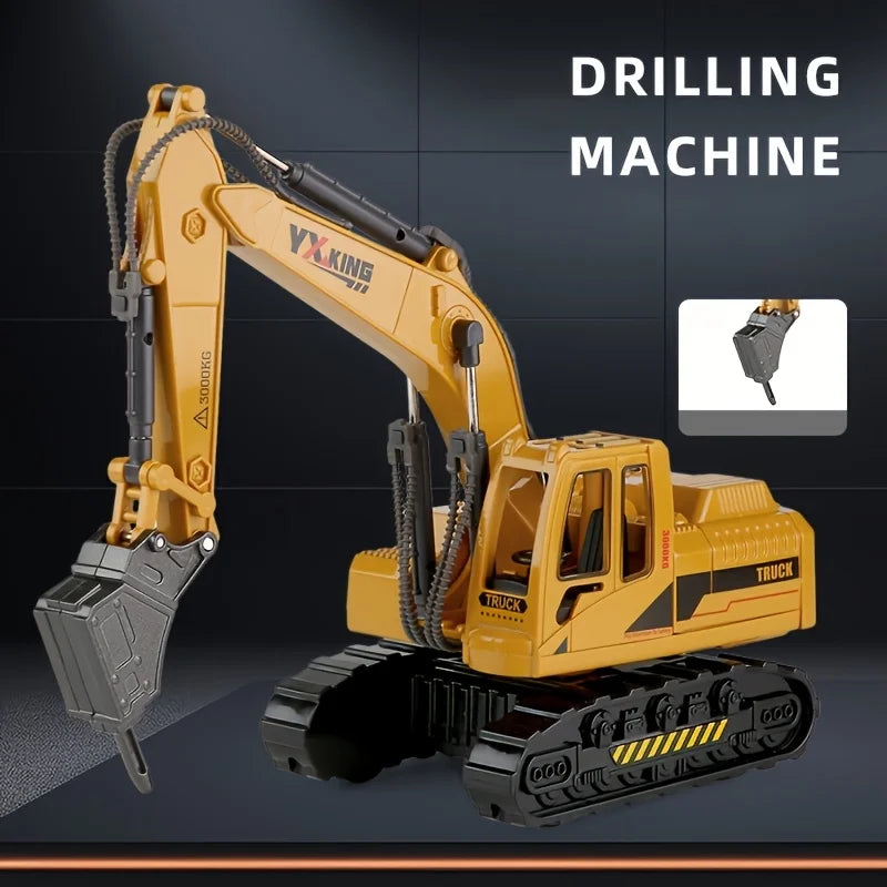 Simulation Alloy Excavator Toy 1:24 Scale Inertia Engineering Vehicle Kids Boys Birthday Gift