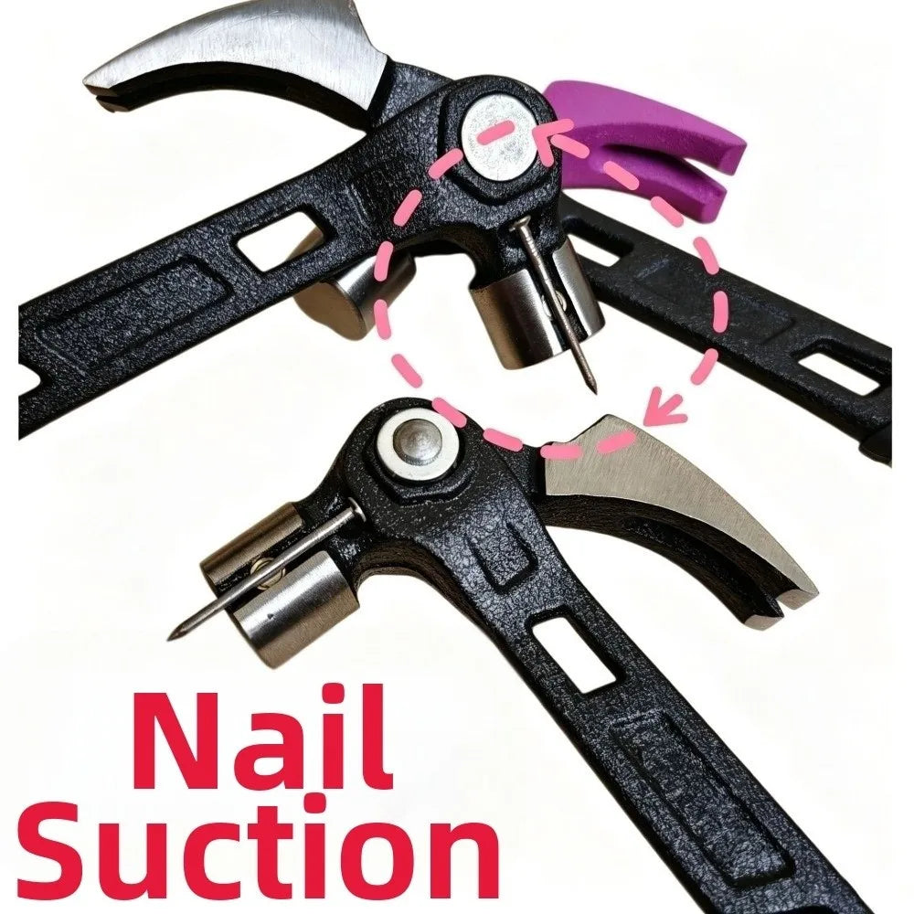 Magnetic Nail Grip Adjustable Claw Hammer 4-Position Nail Puller 3-Angle Design Multipurpose Hammer Stand Included
