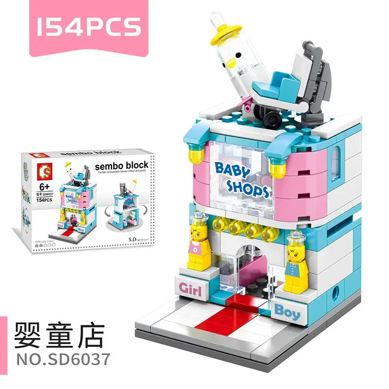 Mini House Building Blocks City Store Street View Snack Street Figures Children's Toys Boys and Girls Gifts Compatible With Lego