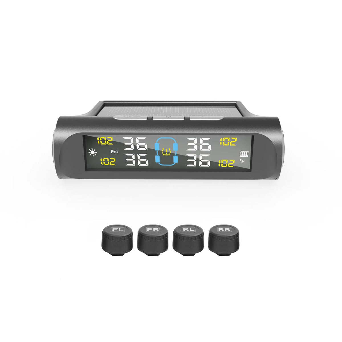 TPMS Solar Powered Car Tire Pressure Monitoring System with 4 Wheel Internal External Sensors Tyre Auto Security Alarm Tester