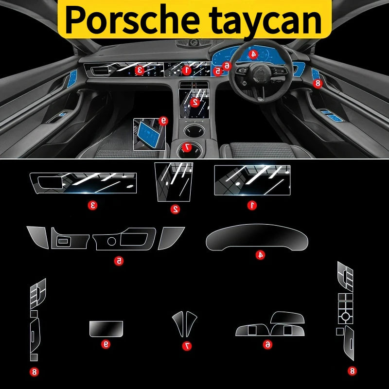 For Porsche Taycan 21-25 Models Interior Protection Dashboard Multimedia Navigation Transparent Scratch-Resistant Film Modificat