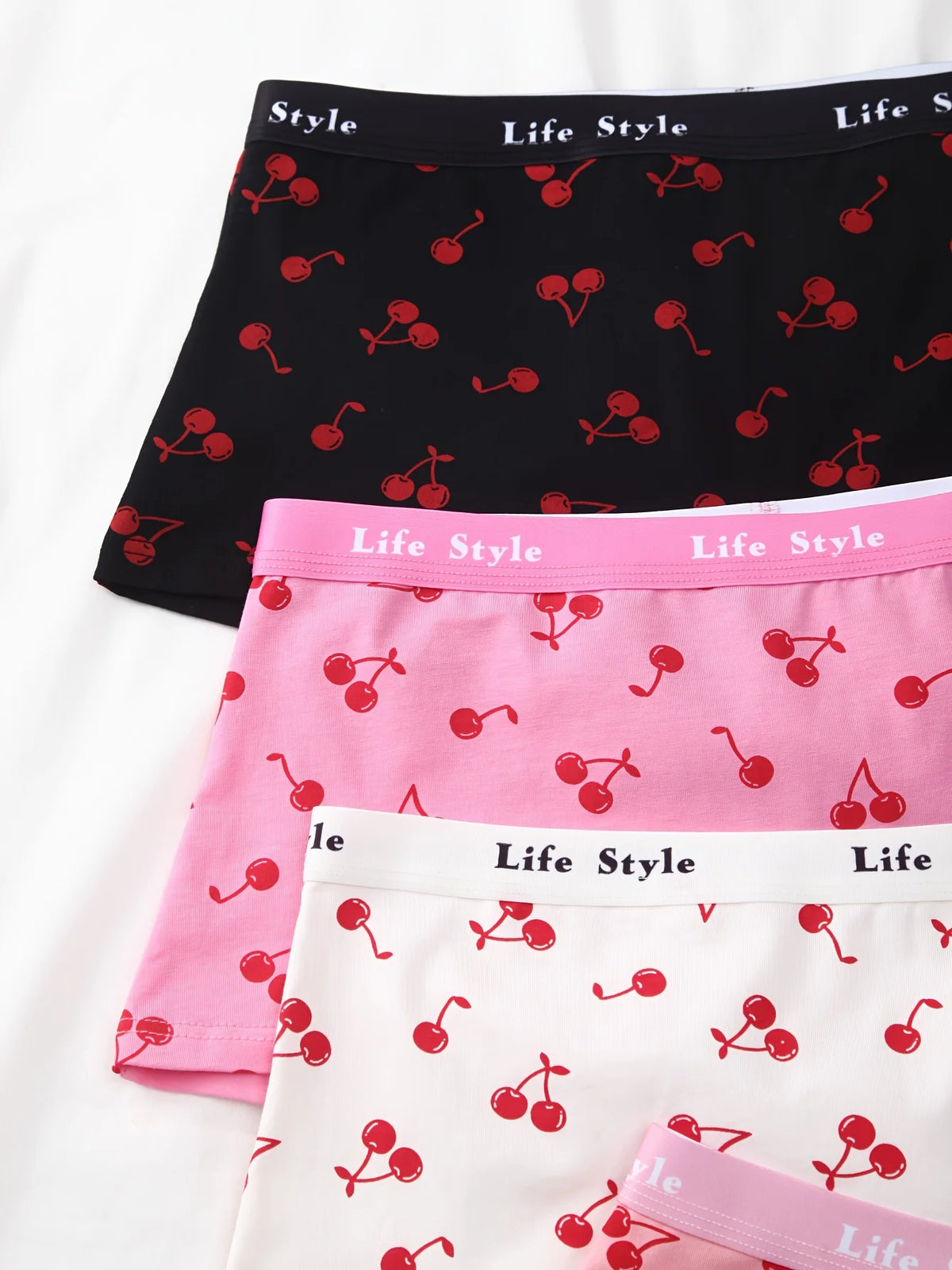 Random 4-Pack Mixed Color Fruit Pattern Cherry Print Ladies' Boxer Briefs Travel Home Casual Cotton Comfortable Underwear