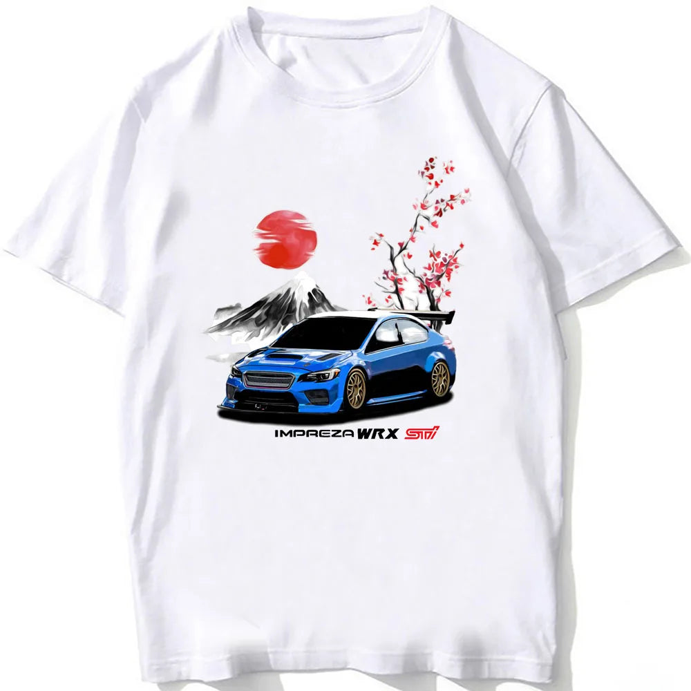 Summer Men's Short Sleeve Impreza WRX STI Classic Car Race T-Shirt Harajuku Drive JDM White Casual Boy Tees Hipster Cool Tops