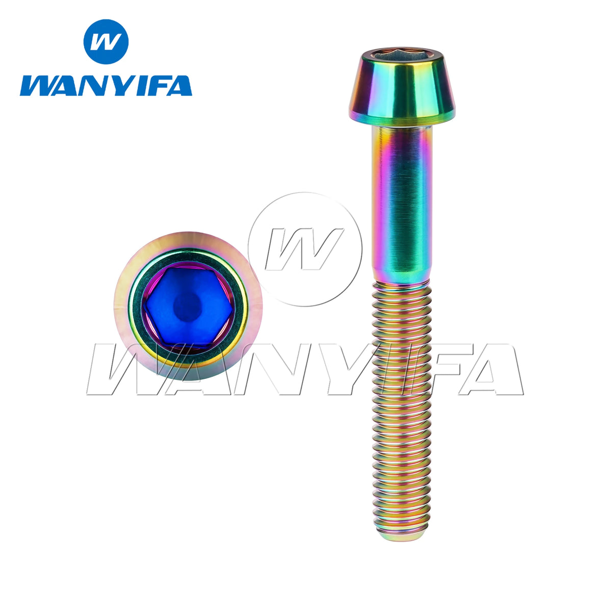 Wanyifa Titanium Bolts M8x 15 20 25 30 35 40 45 50 60 70mm Allen Key Taper Head Screw for Bicycle Motorcycle Car Ti Fastener