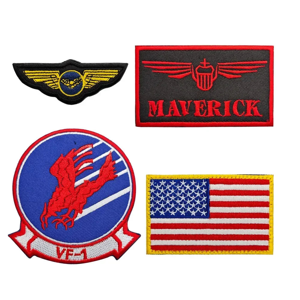 Top Gun Tomcat Chapter American Navy Air VF-1 Pilot Armband ironing Embroidery Patch for on sew Clothes Badge Sticker