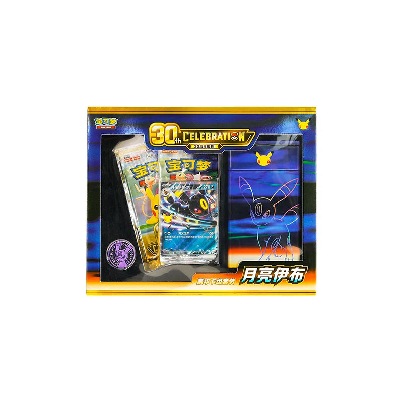 Original Simplified Chinese Pokemon 30th CELEBRATION Espeon Umbreon Deck Set Greninja Sylveon Gift Box PTCG Collectible Cards