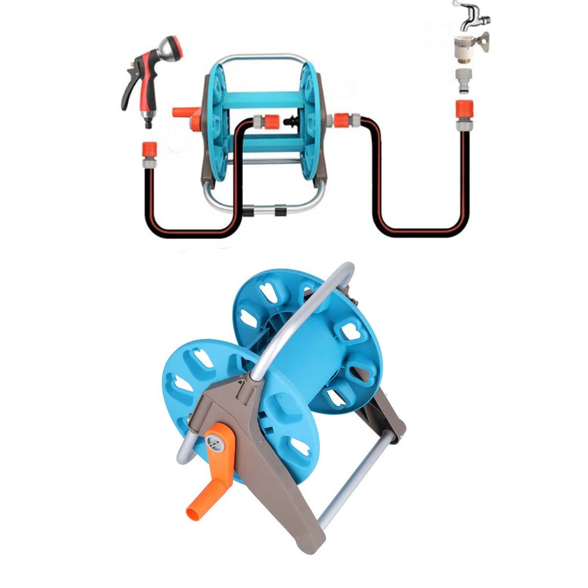 G1/2 Garden Water Hose Rack Gardening Waterpipe Cart Storage Car Washer Tool for 30m Hose